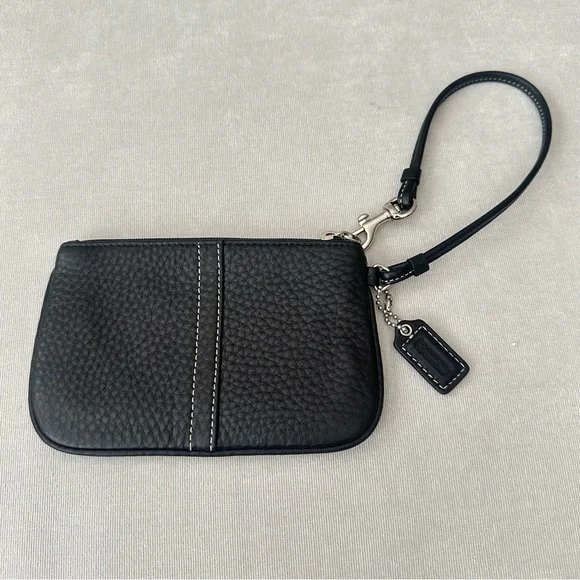 Coach Black Leather Wristlet - Picture 1 of 6